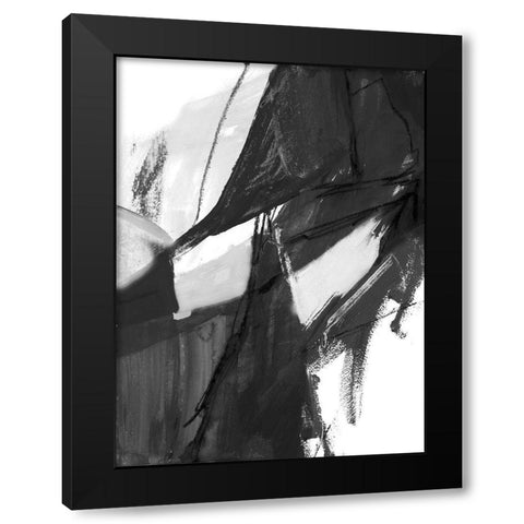 Black and White Abstract I Black Modern Wood Framed Art Print by Maria, Robin
