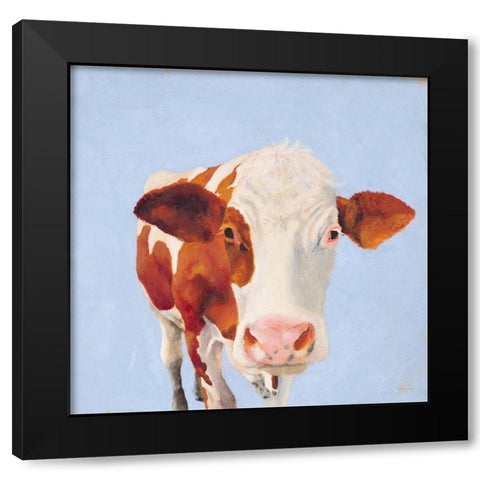 Cow Self Portrait Black Modern Wood Framed Art Print with Double Matting by Green, Jenny