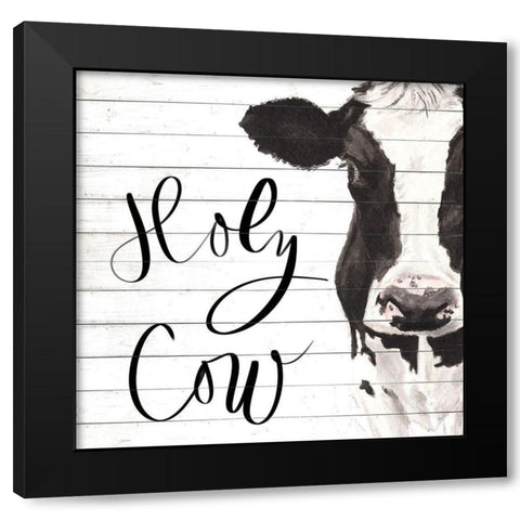 Holy Cow Black Modern Wood Framed Art Print by Green, Jenny