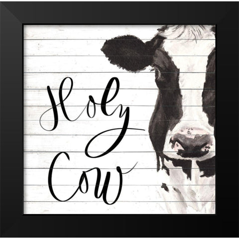 Holy Cow Black Modern Wood Framed Art Print by Green, Jenny