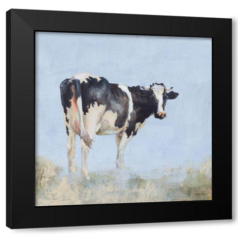 Posing Cow Black Modern Wood Framed Art Print with Double Matting by Green, Jenny
