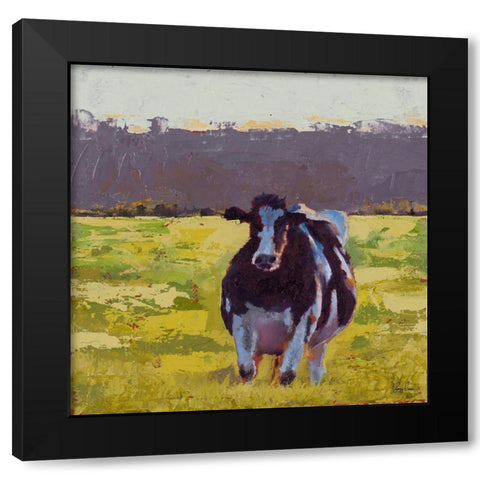 Fat Cow in the Field Black Modern Wood Framed Art Print with Double Matting by Green, Jenny