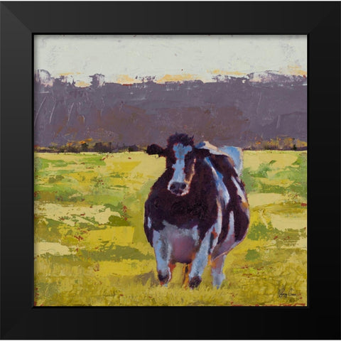 Fat Cow in the Field Black Modern Wood Framed Art Print by Green, Jenny