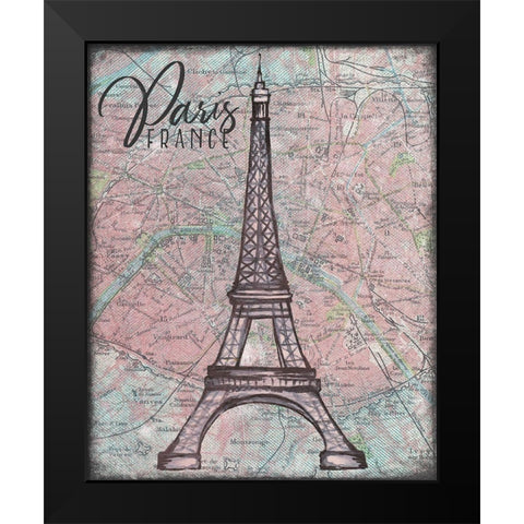 Map of Paris Black Modern Wood Framed Art Print by Medley, Elizabeth