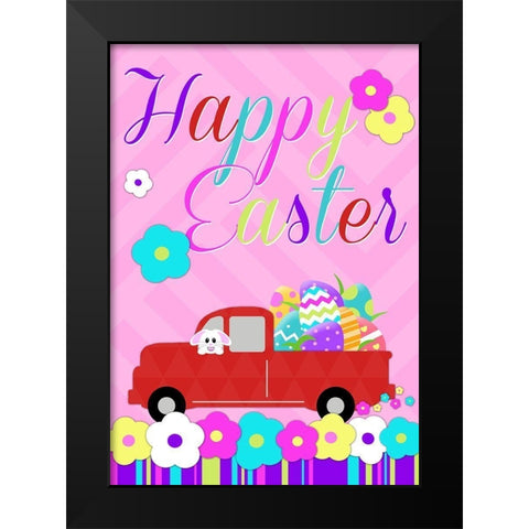 Happy Easter Ride Black Modern Wood Framed Art Print by Quach, Anna