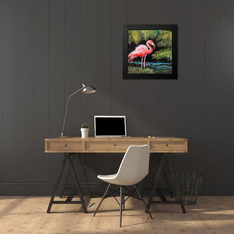 Relaxing Flamingo I Black Modern Wood Framed Art Print by Slivka, Jane