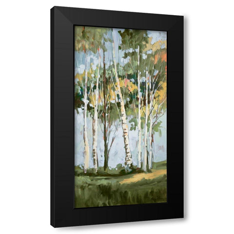 Golden Birch Trees II Black Modern Wood Framed Art Print with Double Matting by Slivka, Jane