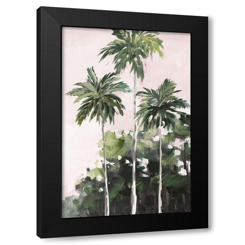 Palms Under A Pink Sky Black Modern Wood Framed Art Print by Slivka, Jane