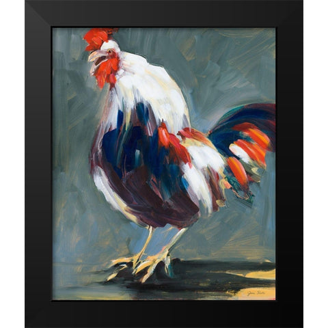 Rising Rooster Black Modern Wood Framed Art Print by Slivka, Jane
