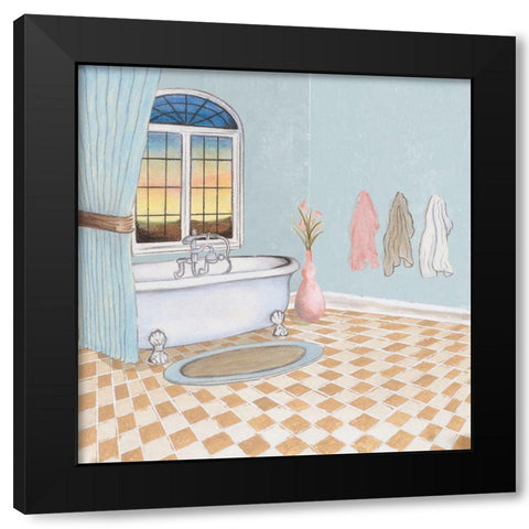 Pastel Bath I Black Modern Wood Framed Art Print with Double Matting by Medley, Elizabeth