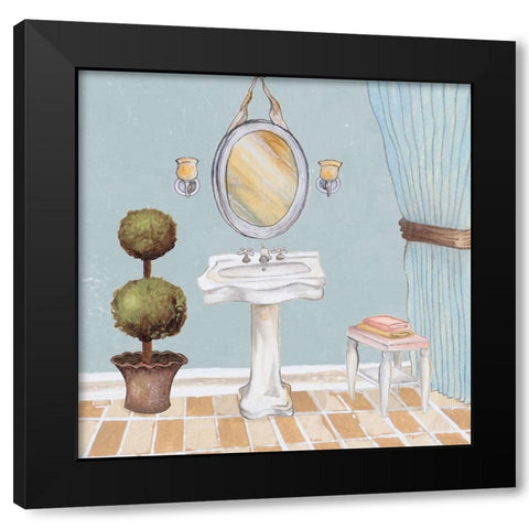 Pastel Bath II Black Modern Wood Framed Art Print with Double Matting by Medley, Elizabeth