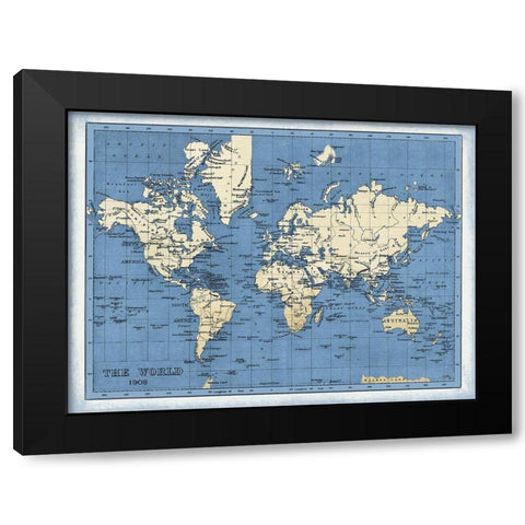 World Map Black Modern Wood Framed Art Print with Double Matting by Medley, Elizabeth