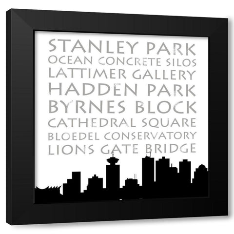 Vancouver Skyline Square Black Modern Wood Framed Art Print with Double Matting by Quach, Anna