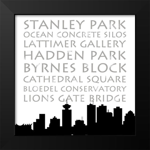 Vancouver Skyline Square Black Modern Wood Framed Art Print by Quach, Anna