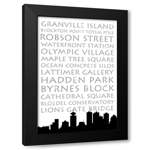 Vancouver Skyline Black Modern Wood Framed Art Print with Double Matting by Quach, Anna