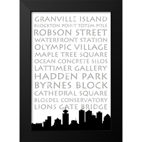 Vancouver Skyline Black Modern Wood Framed Art Print by Quach, Anna