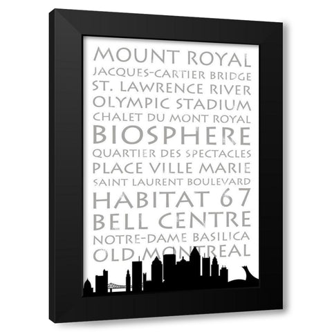 Montreal Skyline Black Modern Wood Framed Art Print by Quach, Anna