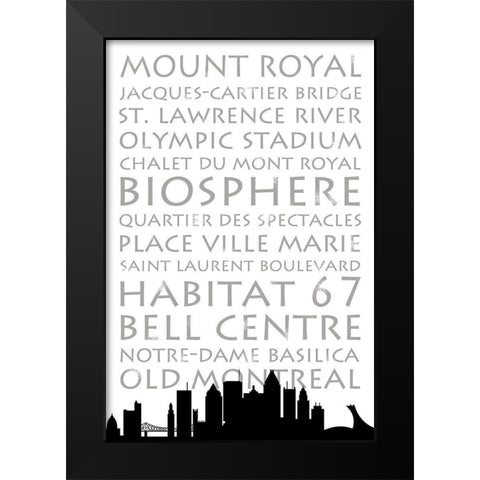 Montreal Skyline Black Modern Wood Framed Art Print by Quach, Anna