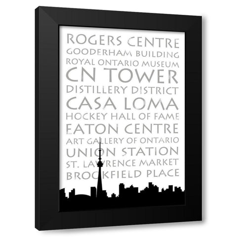 Toronto Skyline Black Modern Wood Framed Art Print by Quach, Anna