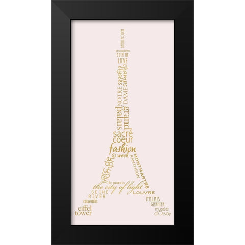 Paris Panel Black Modern Wood Framed Art Print by Quach, Anna