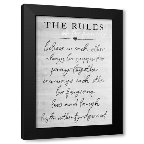 Family Rules Black Modern Wood Framed Art Print with Double Matting by Quach, Anna