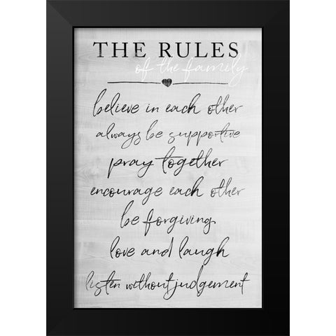 Family Rules Black Modern Wood Framed Art Print by Quach, Anna