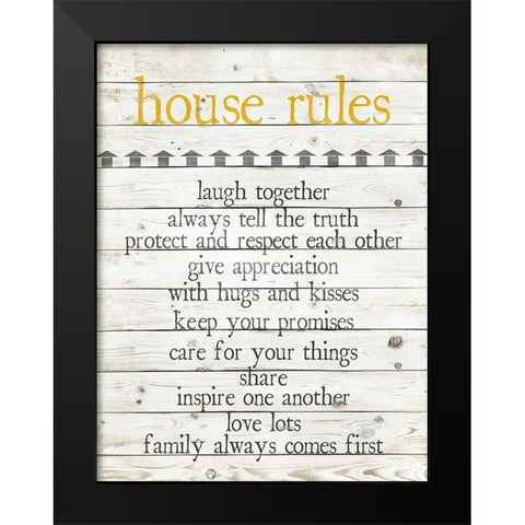 House Rules Black Modern Wood Framed Art Print by Quach, Anna
