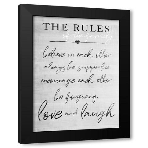 Family Rules Black Modern Wood Framed Art Print with Double Matting by Quach, Anna
