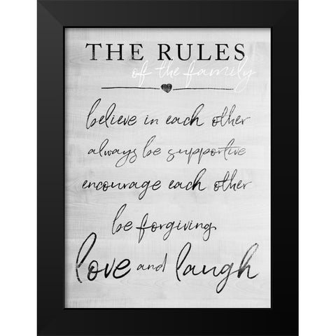 Family Rules Black Modern Wood Framed Art Print by Quach, Anna