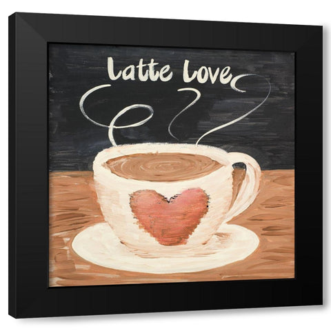 Latte Love Square Black Modern Wood Framed Art Print by Acosta