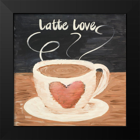 Latte Love Square Black Modern Wood Framed Art Print by Acosta