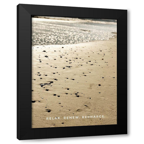 Relax Renew Recharge Black Modern Wood Framed Art Print by Acosta
