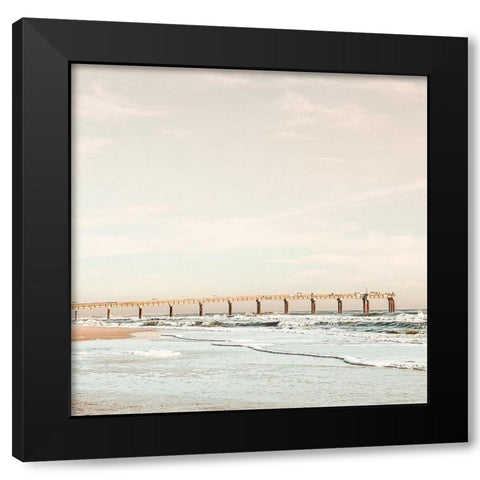 Dock on the Beach Black Modern Wood Framed Art Print with Double Matting by Acosta