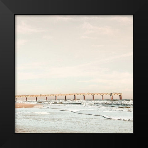 Dock on the Beach Black Modern Wood Framed Art Print by Acosta