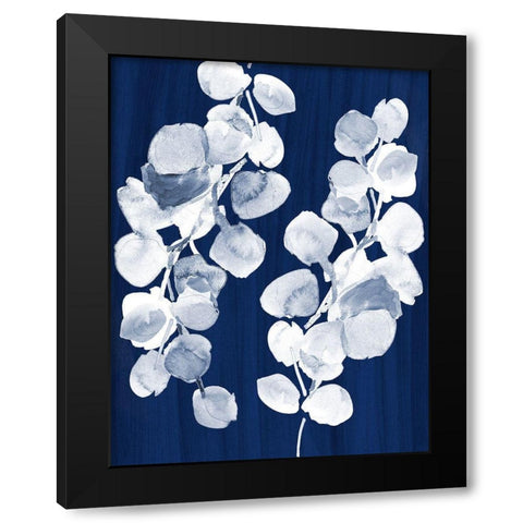 Eucalyptus Leaves on Navy Black Modern Wood Framed Art Print with Double Matting by Loreth, Lanie