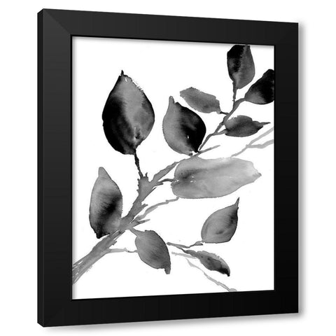 Gray Philodendron Branch Black Modern Wood Framed Art Print with Double Matting by Loreth, Lanie