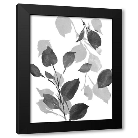Gray Simple Leaves Black Modern Wood Framed Art Print with Double Matting by Loreth, Lanie