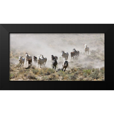 Horses Out West Black Modern Wood Framed Art Print by Walker, Carol