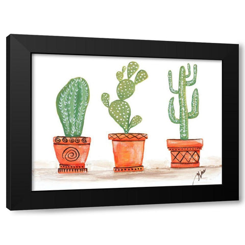 Cactus Trio Black Modern Wood Framed Art Print with Double Matting by Ritter, Gina