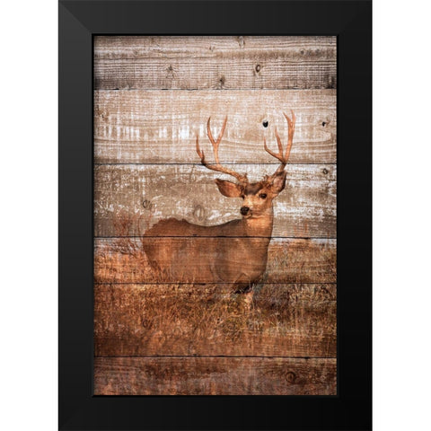 Woodland Deer Black Modern Wood Framed Art Print by Mansfield, Kathy