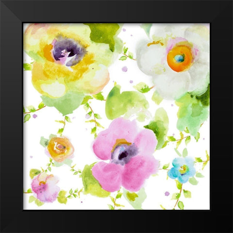 Rosy Vines I Black Modern Wood Framed Art Print by Pinto, Patricia