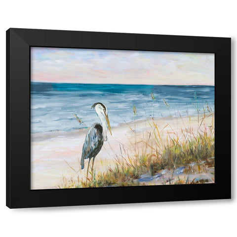 Heron Ocean View Black Modern Wood Framed Art Print with Double Matting by DeRice, Julie