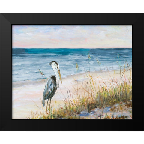 Heron Ocean View Black Modern Wood Framed Art Print by DeRice, Julie
