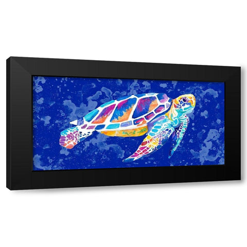 Vibrant Blue Sea Turtle Black Modern Wood Framed Art Print with Double Matting by Goodrich, Chelsea