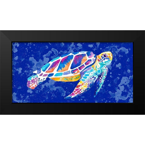 Vibrant Blue Sea Turtle Black Modern Wood Framed Art Print by Goodrich, Chelsea