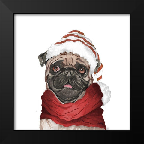 Holiday Pug Black Modern Wood Framed Art Print by Medley, Elizabeth