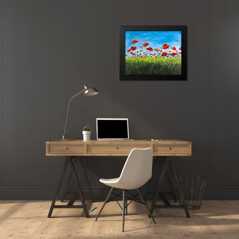 Wild Poppies Black Modern Wood Framed Art Print by DeRice, Julie