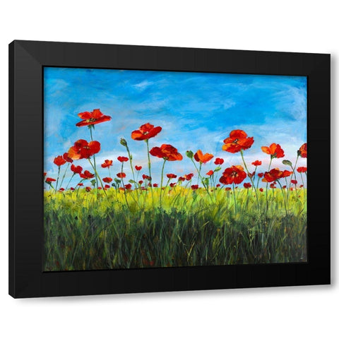 Wild Poppies Black Modern Wood Framed Art Print with Double Matting by DeRice, Julie