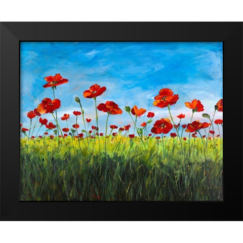 Wild Poppies Black Modern Wood Framed Art Print by DeRice, Julie
