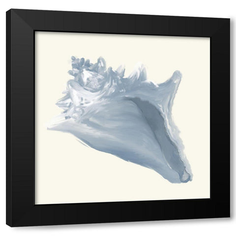 Blue Conch Shell on Cream Black Modern Wood Framed Art Print by DeRice, Julie